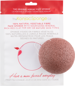 Konjac Facial Puff Sponge With French Red Clay In Pouch Packaging