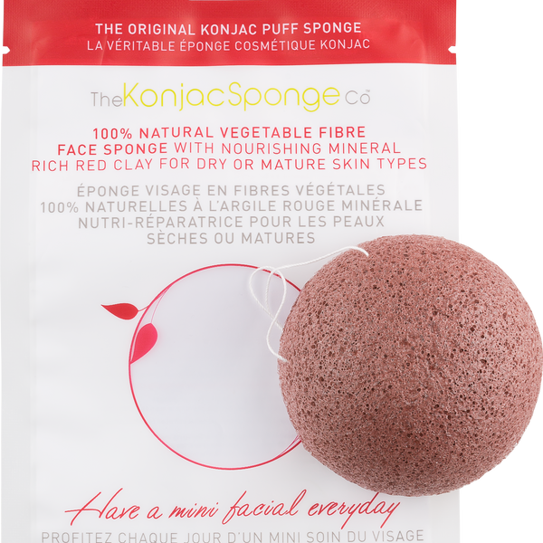– The Konjac In Puff Pouch Co Clay Packaging Facial Konjac Sponge Sponge Red With French