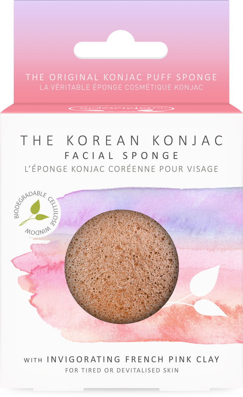 Konjac Premium Facial Puff Sponge With French Pink Clay